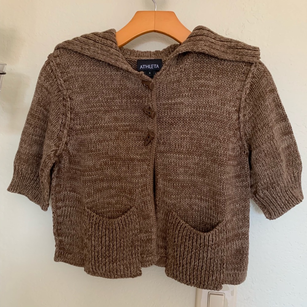 Athleta cropped brown sweater size s